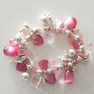 Pink and Silver Women's Fashion Bracelet